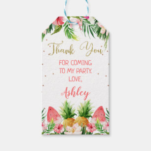 Glitter Aloha Tropical Floral And Fruit Birthday Gift Tags