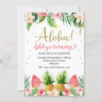 Glitter Aloha Tropical Floral And Fruit Birthday