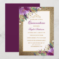 Glitter Amethyst Purple Floral Tiara Quinceanera
