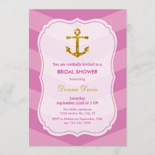 Glitter Anchor Nautical Bridal Shower Invitation