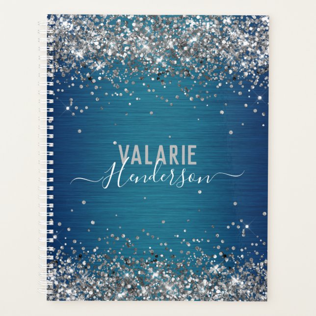 Glitter and Brushed Metal Monogram Planner (Front)