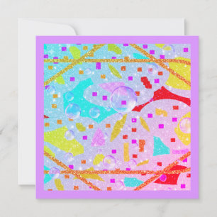 GLITTER AND BUBBLES DESIGN PASTELS ART INVITATION