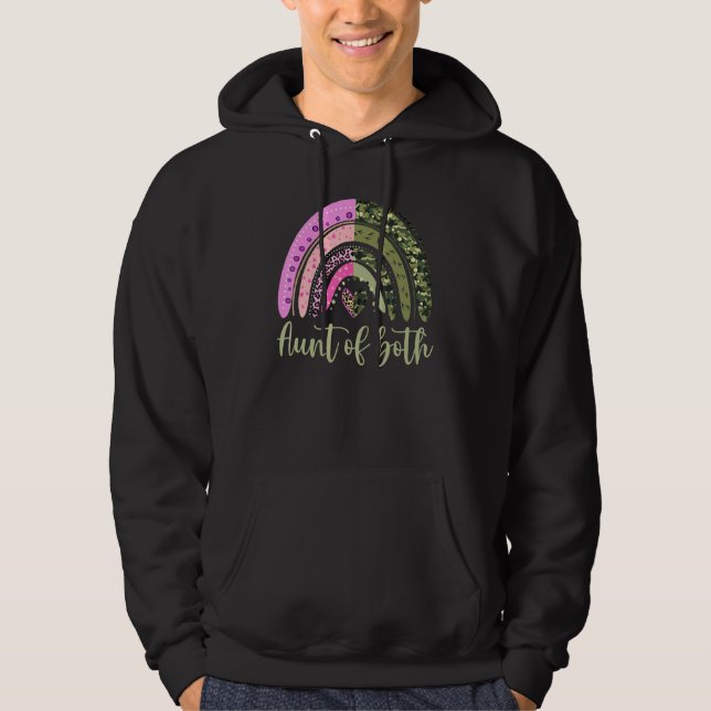 Glitter And Dirt Aunt Of Both  Leopard Rainbow & C Hoodie (Front)