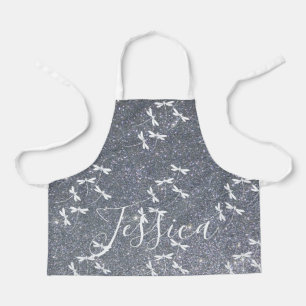 Glitter and dragonflies personalised apron