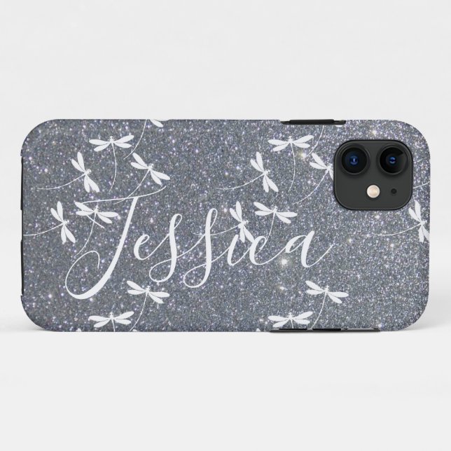 Glitter and dragonflies personalised  Case-Mate iP iPhone Case (Back (Horizontal))