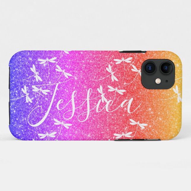 Glitter and dragonflies personalised  Case-Mate iP iPhone Case (Back (Horizontal))