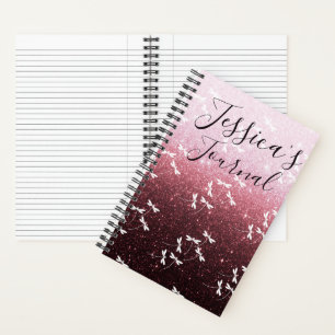 Glitter and dragonflies personalised journal