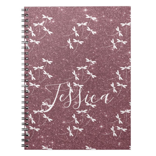 Glitter and dragonflies personalised  notebook (Front)