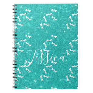 Glitter and dragonflies personalised  notebook
