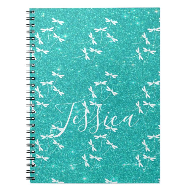 Glitter and dragonflies personalised  notebook (Front)
