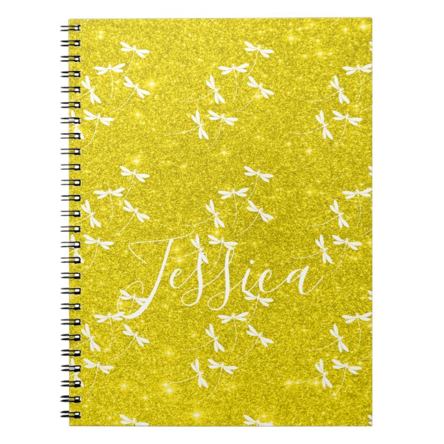 Glitter and dragonflies personalised  notebook (Front)