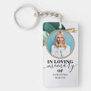 Glitter and Foliage Memorial Gift Keychain
