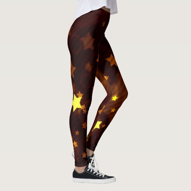 Glitter and Glow Sable and Gold Stars Leggings (Right)