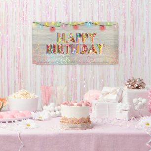 Glitter and Lights Happy Birthday  Banner