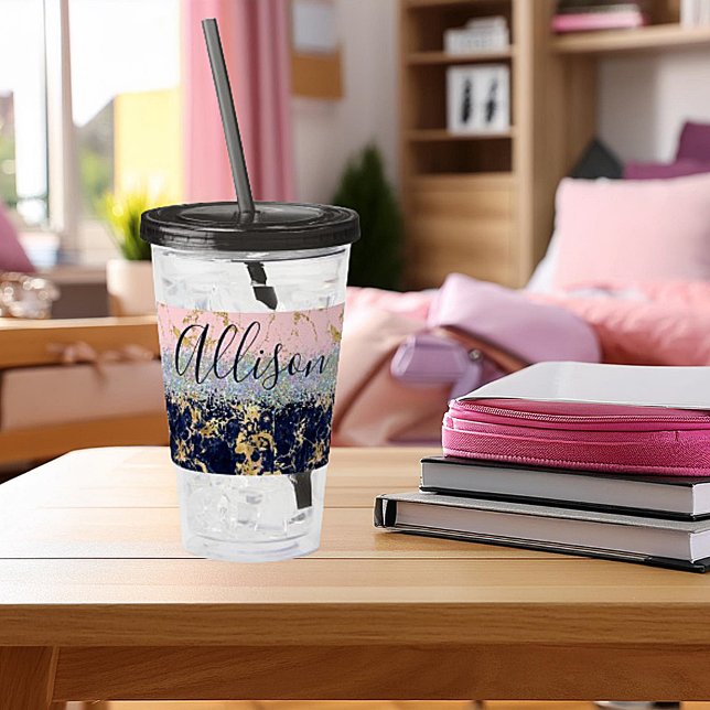 Glitter and marble personalised   acrylic tumbler (Creator Uploaded)