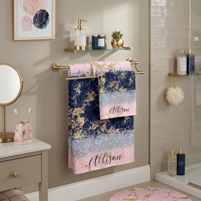 Glitter and marble personalised  bath towel set (Creator Uploaded)