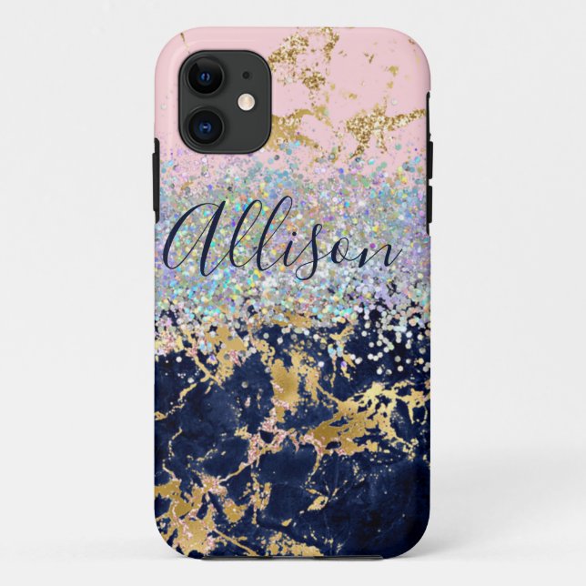 Glitter and marble personalised  Case-Mate iPhone case (Back)