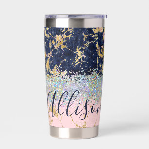 Glitter and marble personalised insulated tumbler