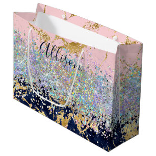 Glitter and marble personalised large gift bag