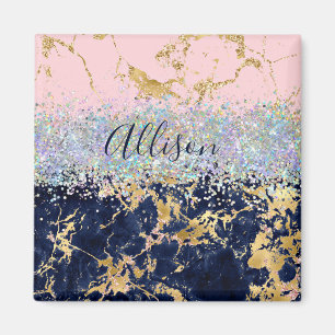 Glitter and marble personalised  magnet