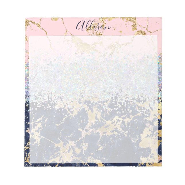 Glitter and marble personalised notepad (Front)