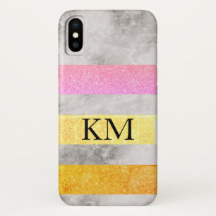 Glitter and Marble with Monogram iPhone X Case