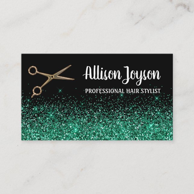Glitter and Scissors Hair Stylist Business Card (Front)