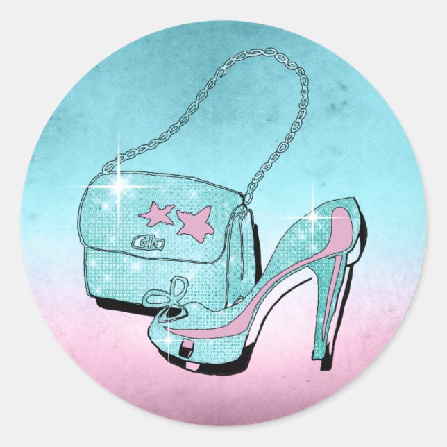 Glitter and Shine Accessories Teal/Pink ID675 Classic Round Sticker (Front)