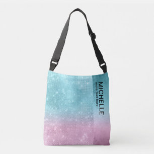 Glitter and Shine Gradient Teal/Pink ID673 Crossbody Bag