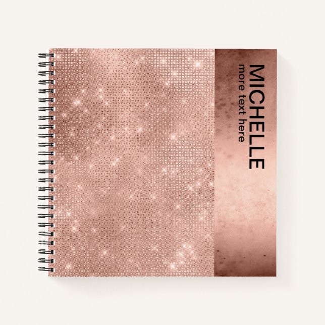 Glitter and Shine Name Rose Gold ID673 Notebook (Front)