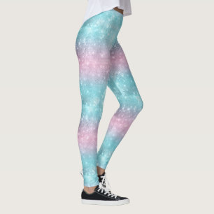 Glitter and Shine Pattern Pink/Teal ID671 Leggings