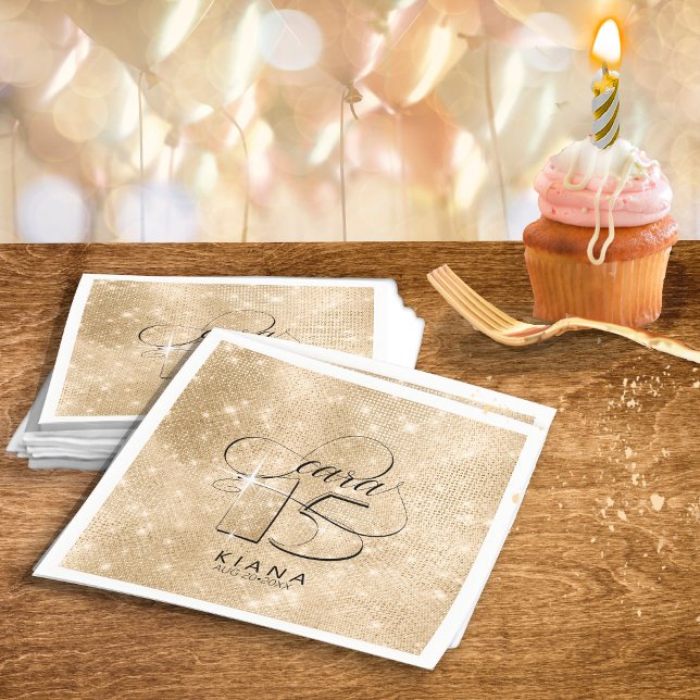 Glitter and Shine Quinceanera Gold ID701 Napkin (Creator Uploaded)
