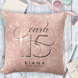 Glitter and Shine Quinceanera Rose Gold V2 ID701 Cushion