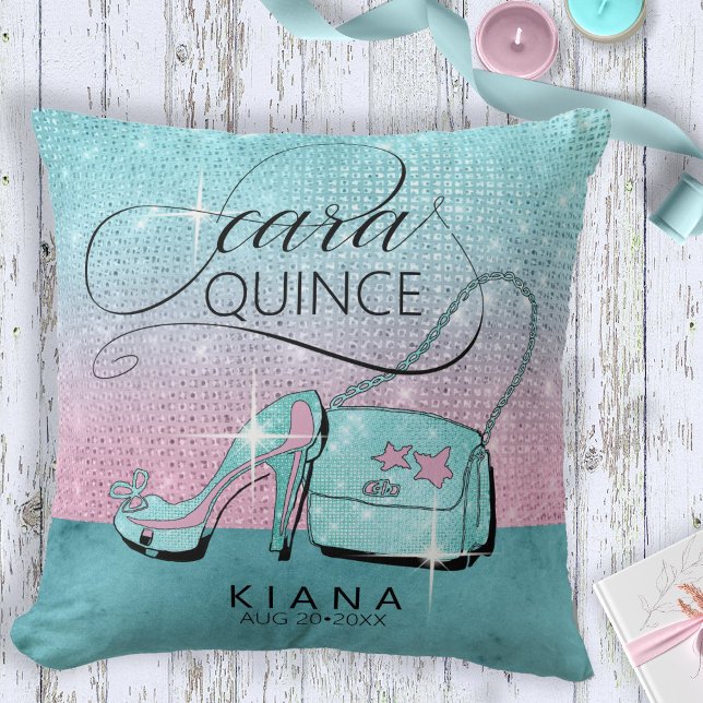 Glitter and Shine Quinceanera Teal/Pink ID701 Cushion (Creator Uploaded)