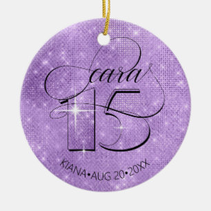 Glitter and Shine Quinceanera Violet ID701 Ceramic Ornament