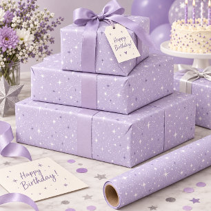 Glitter and Shine Star Pattern Lt Violet ID1333 Wrapping Paper