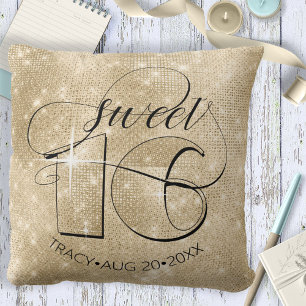 Glitter and Shine Sweet 16 Gold ID675 Cushion