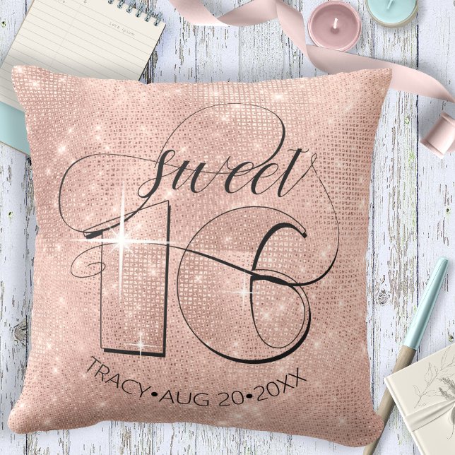 Glitter and Shine Sweet 16 Rose Gold ID675 Cushion (Creator Uploaded)