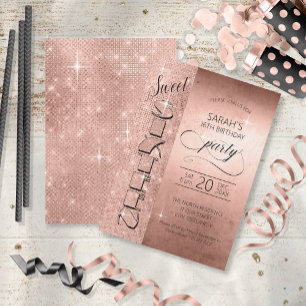 Glitter and Shine Sweet 16 Rose Gold ID675 Invitation