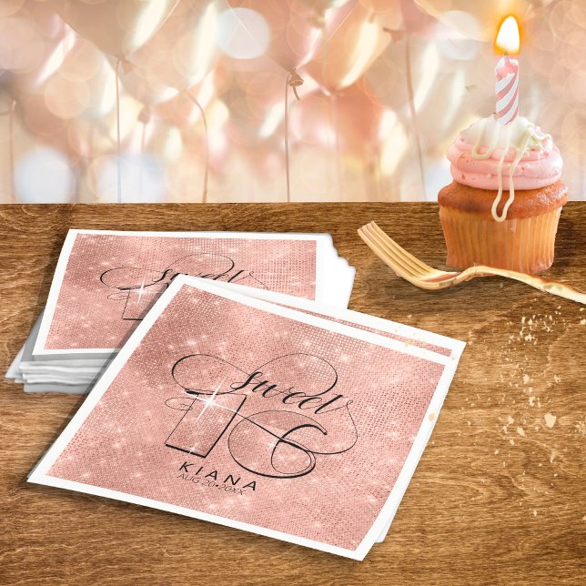 Glitter and Shine Sweet 16 Rose Gold ID675 Napkin (Creator Uploaded)
