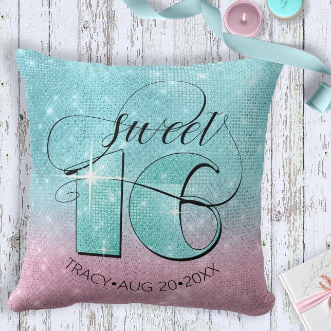 Glitter and Shine Sweet 16 Teal/Pink ID675 Cushion (Creator Uploaded)
