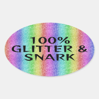 Glitter and snark - sarcastic crafter humour oval sticker