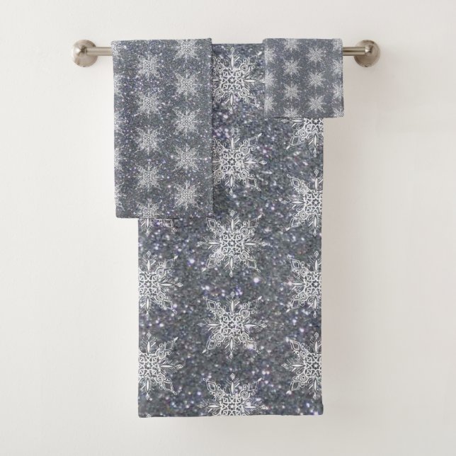 Glitter and snowflakes  bath towel set (Insitu)