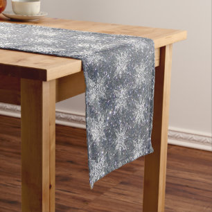 Glitter and snowflakes short table runner
