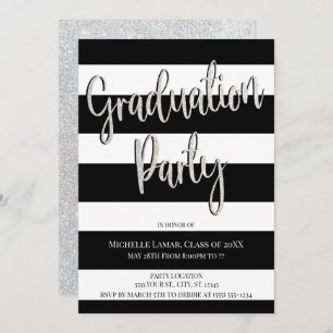 Glitter and Stripes Graduation Party Invitations