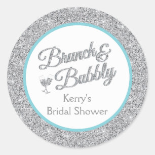 Glitter and Turquoise Bridal Shower Stickers