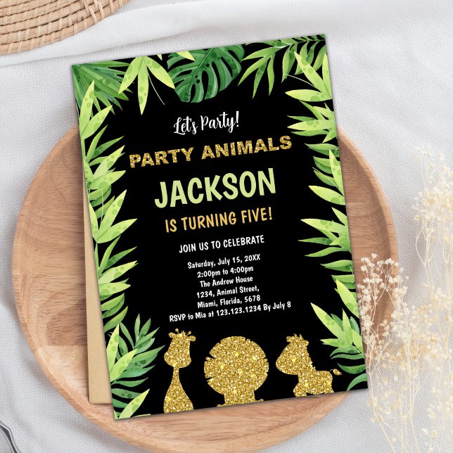 Glitter Animals Wild One Birthday Invitations (Glitter Animals Wild One Birthday Invitations)