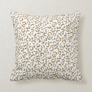 Glitter Antique Gold Leopard Print Cushion