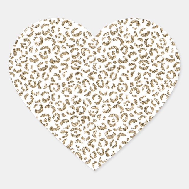 Glitter Antique Gold Leopard Print      Heart Sticker (Front)