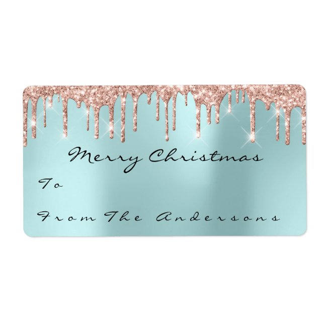 Glitter Aqua Rose Gold Holidays Christmas Season (Front)